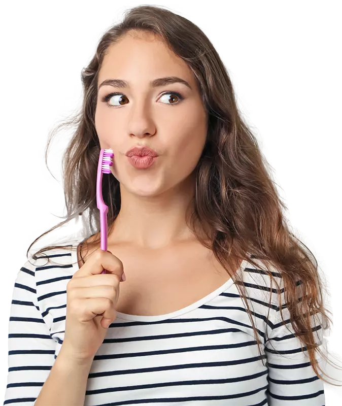 Girl Holding a Toothbrush Looking at New Patient Special